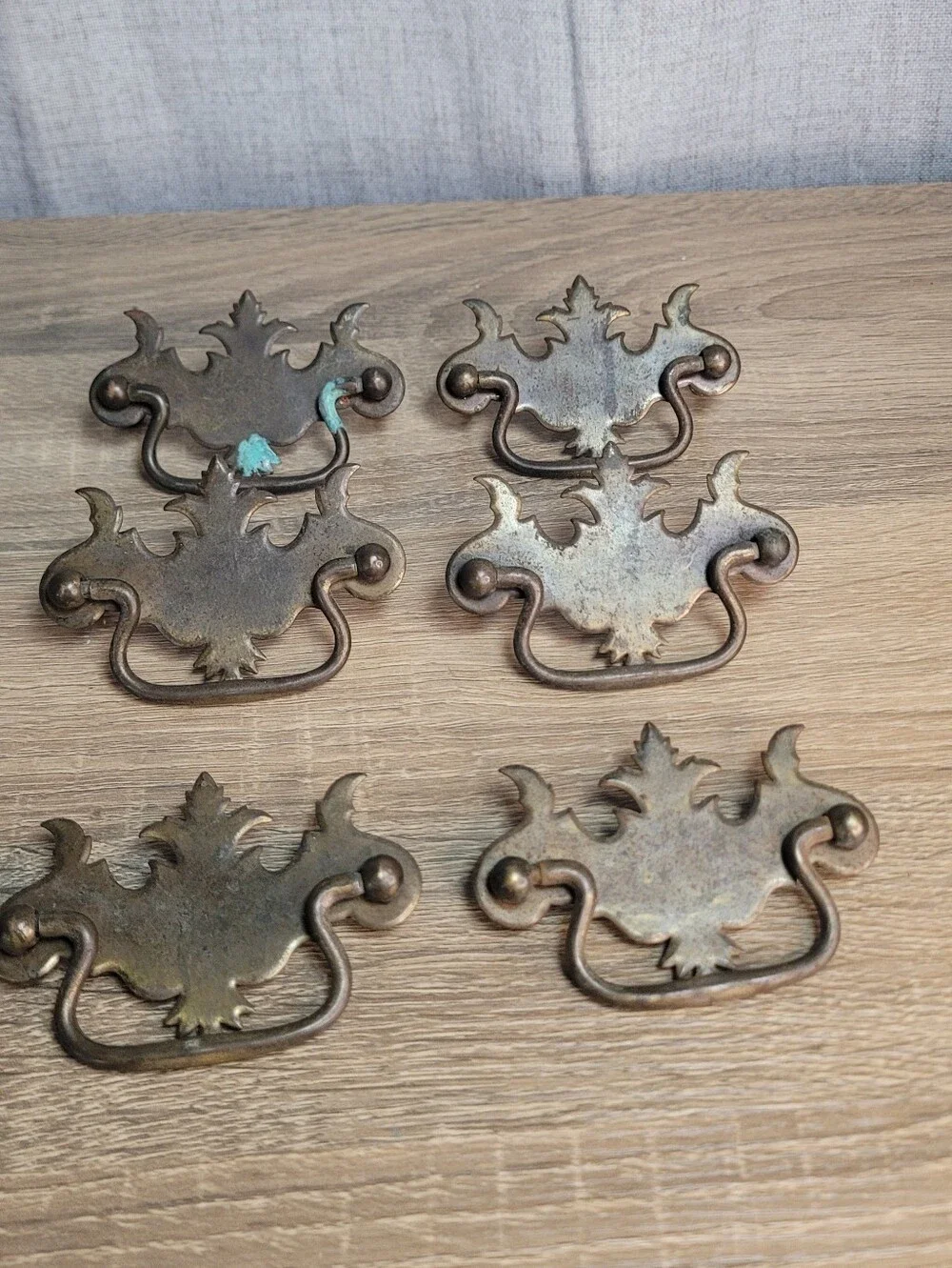 Antique Brass Drawer Pulls - Brown Patina (Set of 6)
